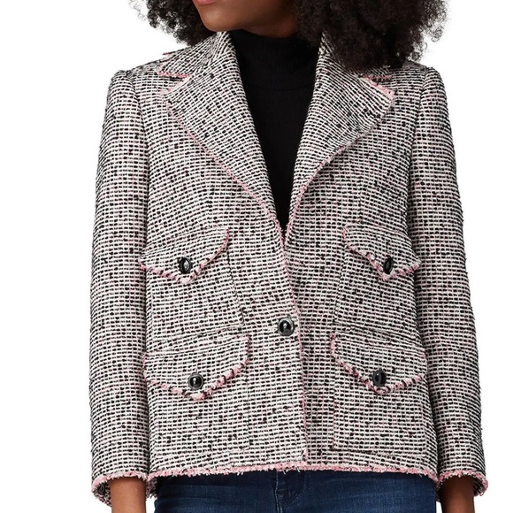 Rebecca Taylor NYC Josie Tweed Jacket Pink & Black - Picture 2 of 6